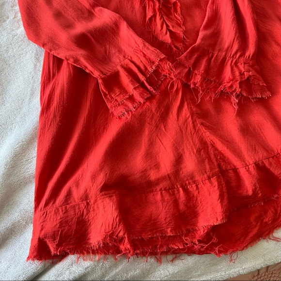 IRO Florine Poppy Red Tie Up Front Raw Hem Mini Dress - Picture 7 of 10